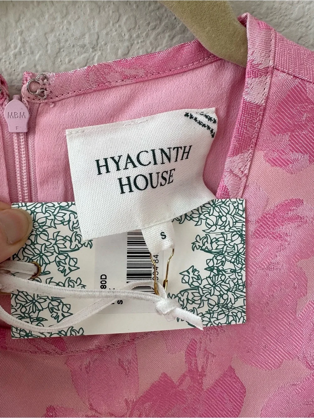 HYACINTH HOUSE Pale Pink Jacquard Janie Mini Dress SZ S NWT - Picture 4 of 7